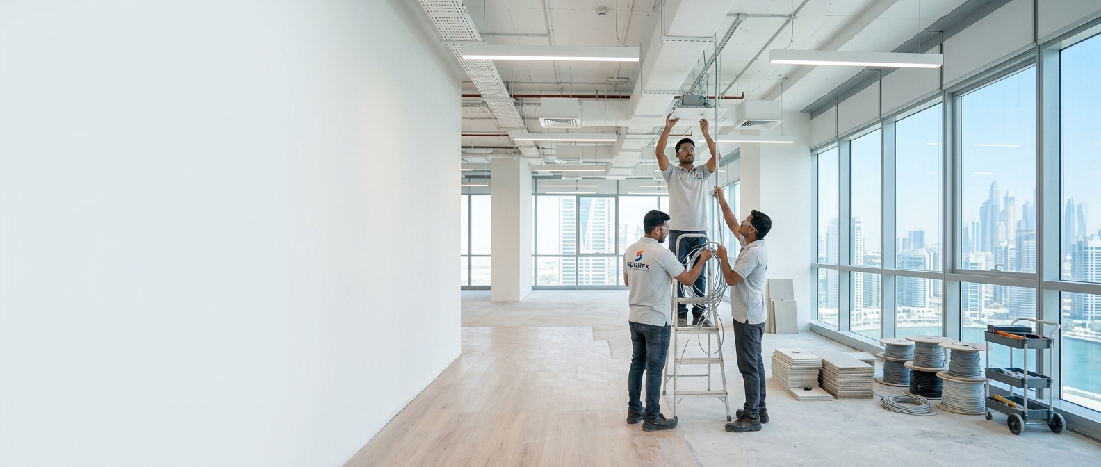 Spanex team completing a commercial office fit-out in Dubai